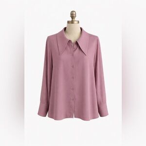 ELOQUII Women's Plus Size Pointed Collar Button Up Shirt